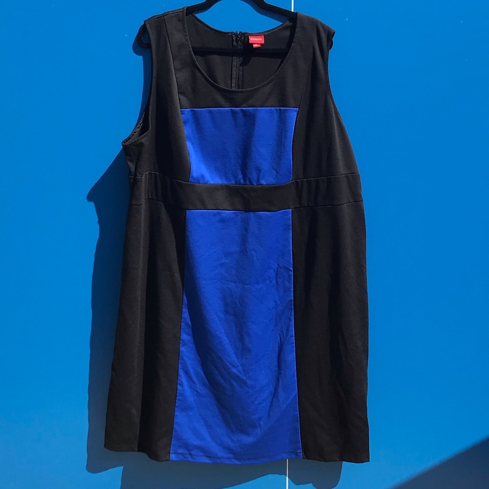 Merona 4X Black and Blue Color-block Sleeveless Dress